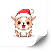 Thumbnail for Christmas Corgi Sticker | Kawaii Santa Hat Holiday Dog Vinyl Decal | Festive Gift