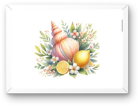 Thumbnail for Seashell Lemon Bouquet Wall Art | Watercolor Coastal Floral Print | Summer Kitchen Home Gift