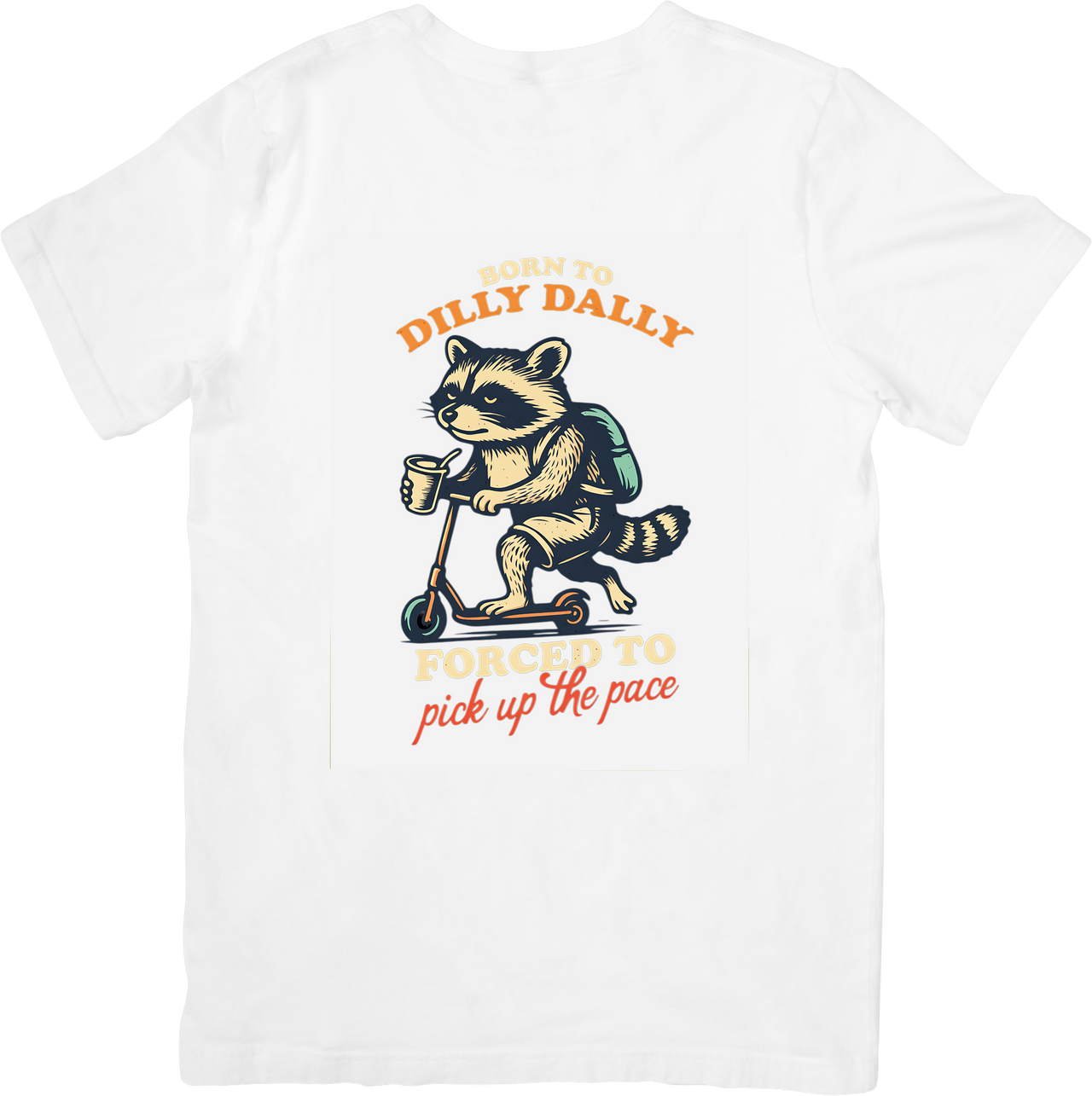 Born To Dilly Dally Raccoon Scooter T-Shirt | Funny Vintage Animal Graphic Tee