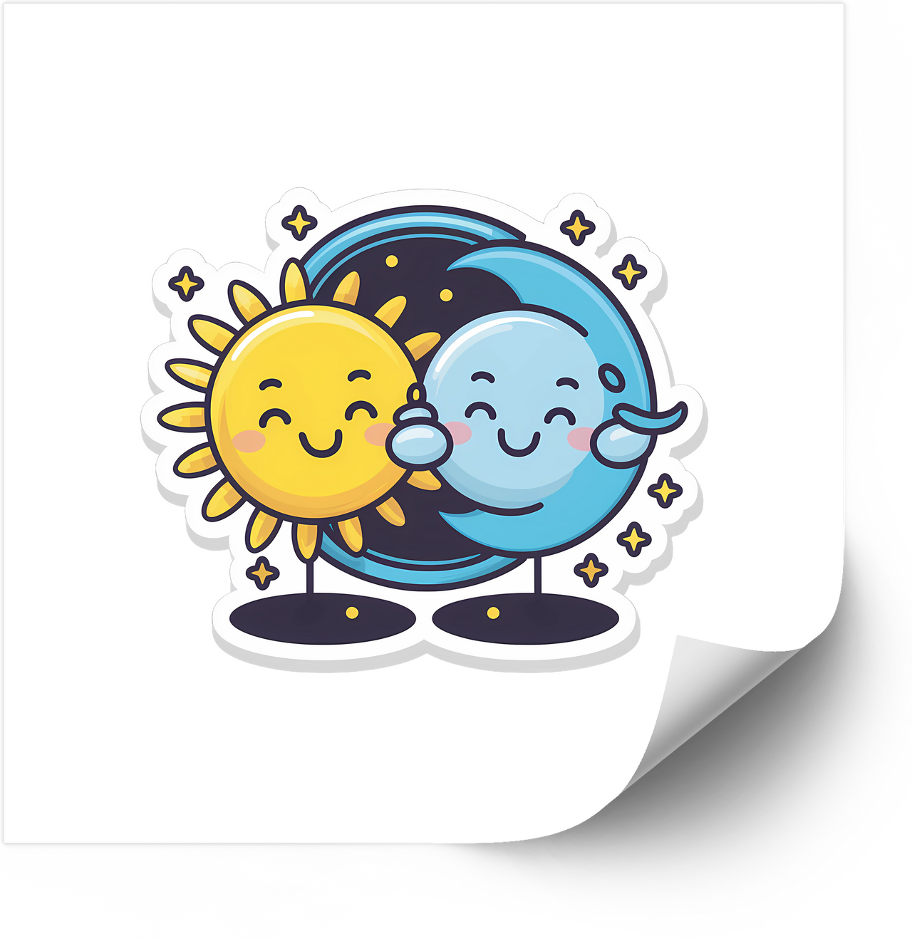 Sun and Moon Eclipse Sticker | Celestial Embrace Vinyl Decal | Refined Cosmic Gift