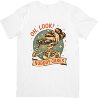 Thumbnail for Oh Look Nobody Cares Skeleton T-Shirt | Funny Sarcastic Vintage Graphic Tee