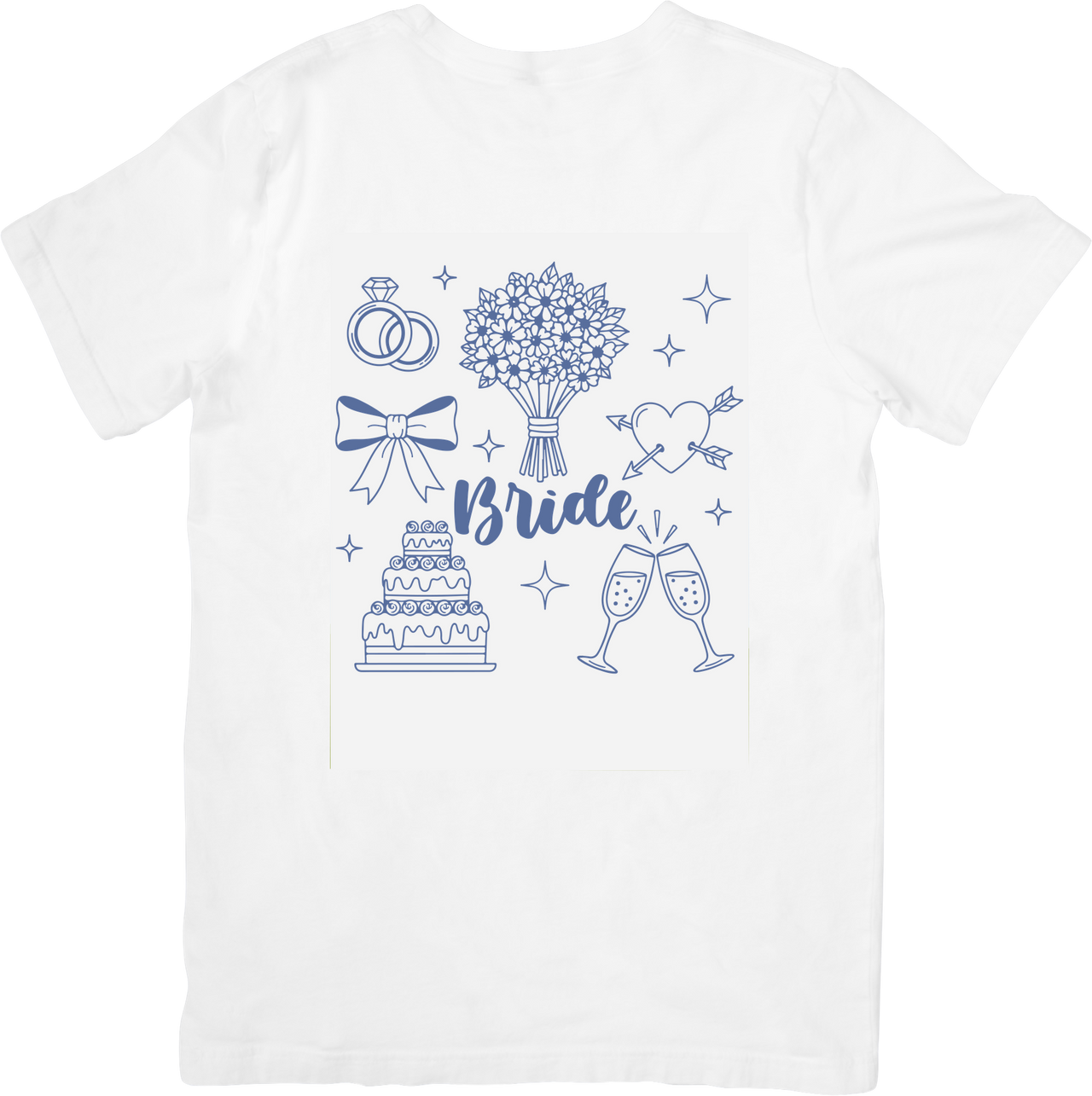 Bride Wedding Line Art T-Shirt | Cute Cake Rings Bouquet Graphic Tee | Bachelorette Gift