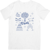 Thumbnail for Bride Wedding Line Art T-Shirt | Cute Cake Rings Bouquet Graphic Tee | Bachelorette Gift