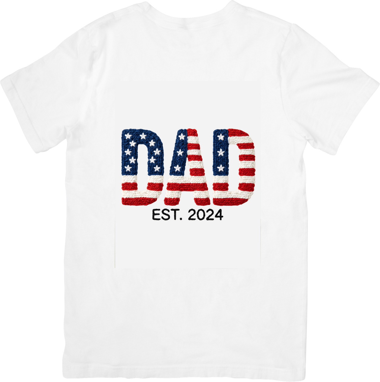 Dad Est 2024 T-Shirt | Patriotic New Father American Flag Graphic Tee | Father's Day Gift