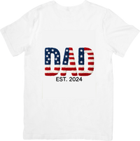 Thumbnail for Dad Est 2024 T-Shirt | Patriotic New Father American Flag Graphic Tee | Father's Day Gift