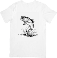 Thumbnail for Leaping Bass Fishing T-Shirt | Sketched Game Fish Graphic Tee | Angler Fisherman Gift