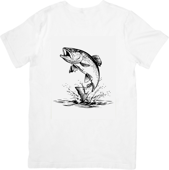 Leaping Bass Fishing T-Shirt | Sketched Game Fish Graphic Te