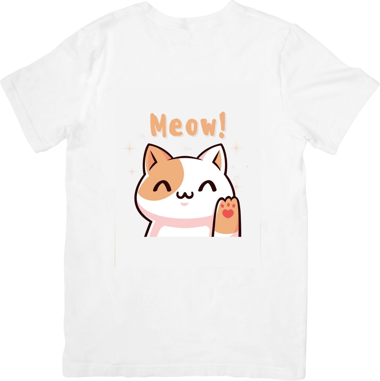 Meow Cat T-Shirt | Kawaii Illustrated Feline Graphic Tee | Cat Lover Gift
