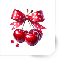 Thumbnail for Cherries With Polka Dot Bow Sticker | Cute Coquette Fruit Vinyl Decal | Retro Kitchen Gift