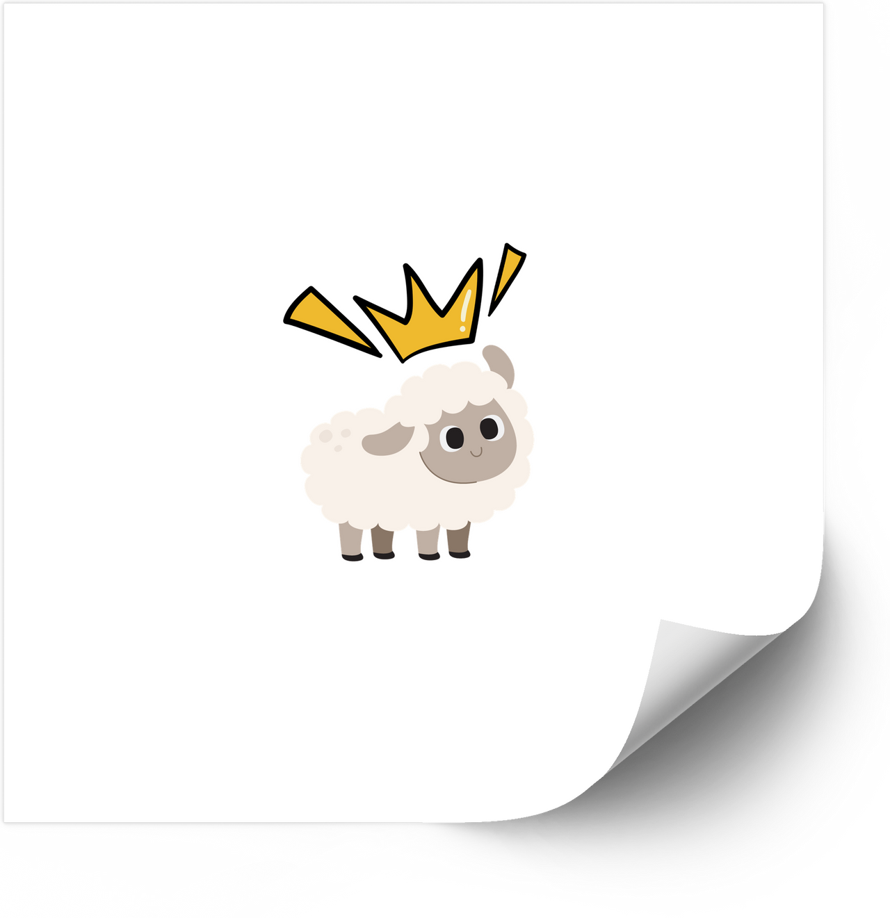 Cute Sheep With Crown Sticker | Adorable Royal Lamb Vinyl Decal