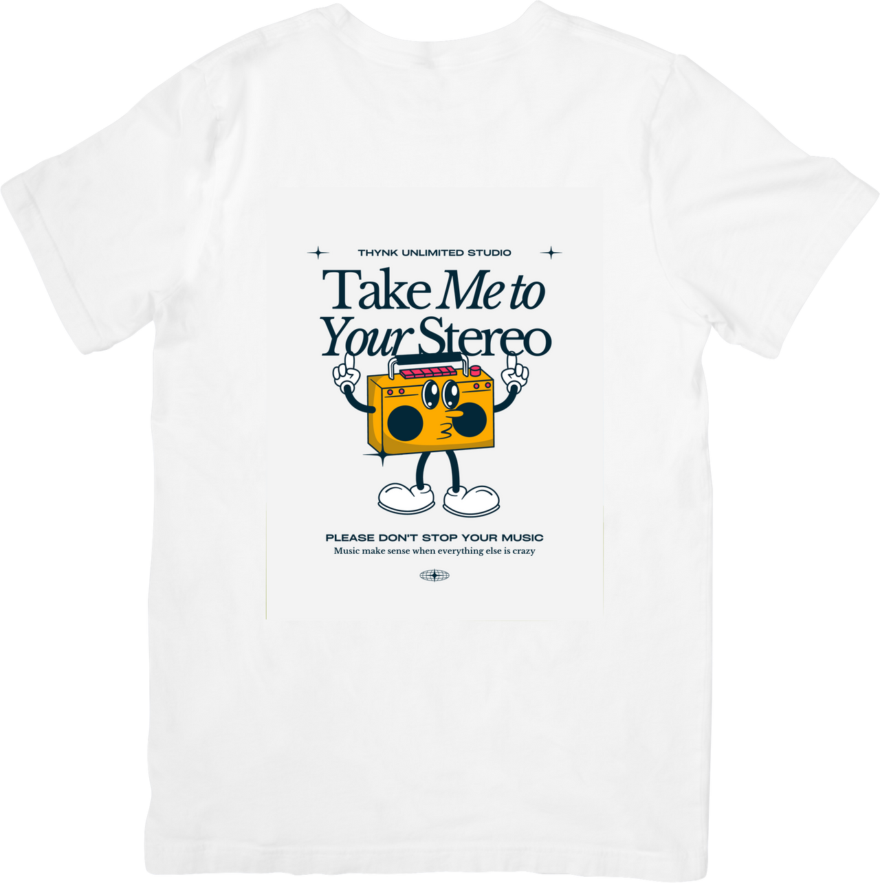 Take Me To Your Stereo Retro Boombox T-Shirt | Vintage Music Graphic Tee | Hip-Hop Gift
