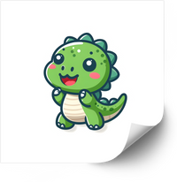 Thumbnail for Cute Kawaii Green Dinosaur Sticker | Smiling Baby Dino Vinyl Decal