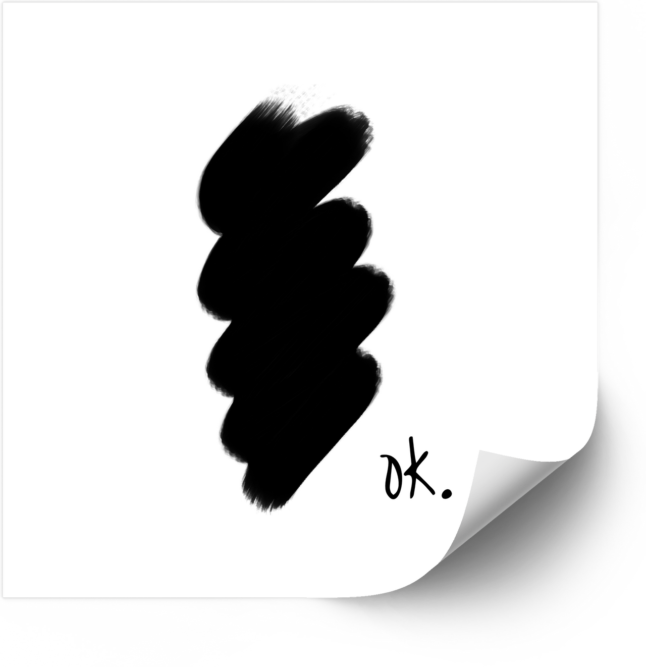 Abstract Black Brushstroke OK Sticker | Minimalist Artistic Vinyl Decal