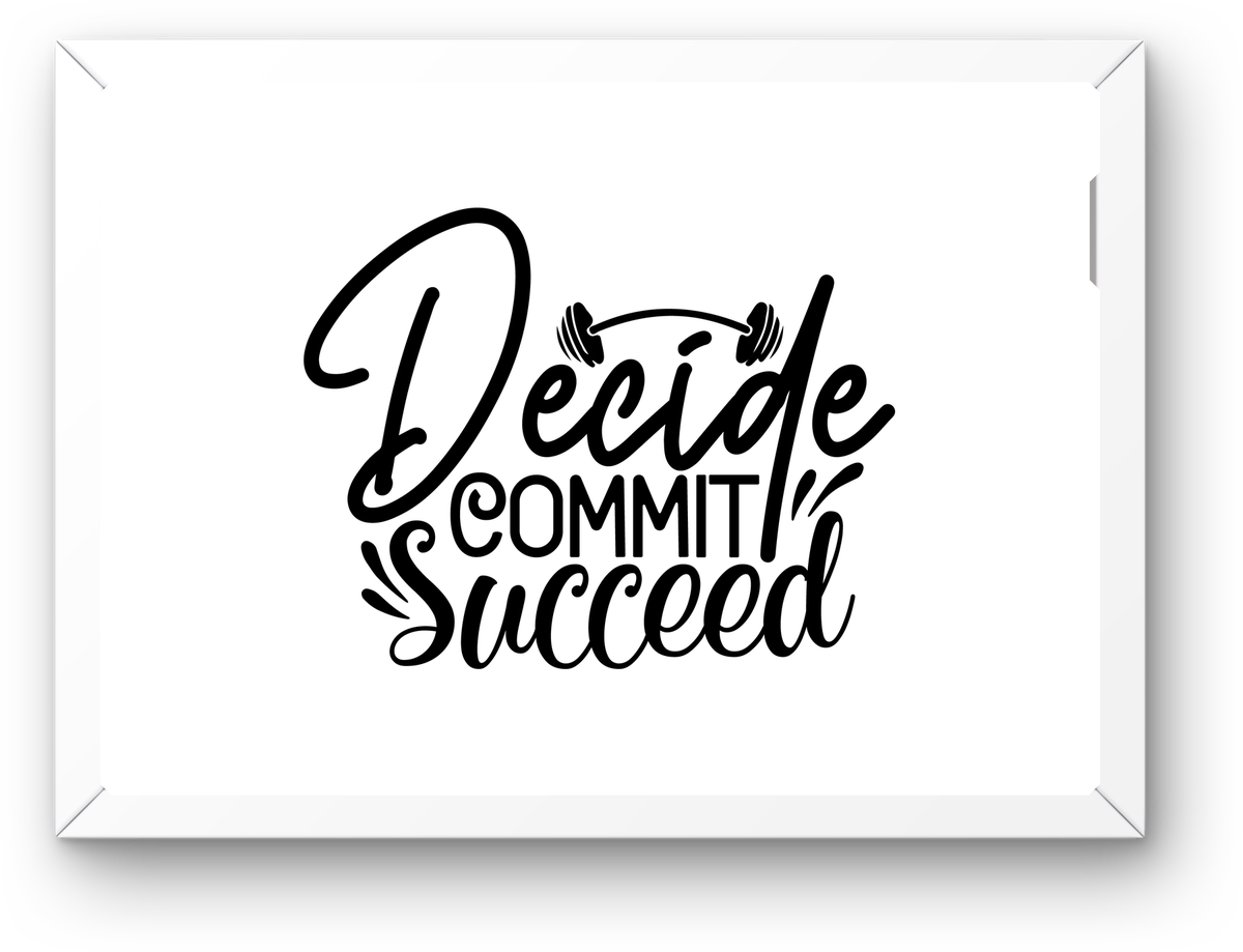 Decide Commit Succeed Wall Art | Motivational Gym Barbell Print | Fitness Workout Gift