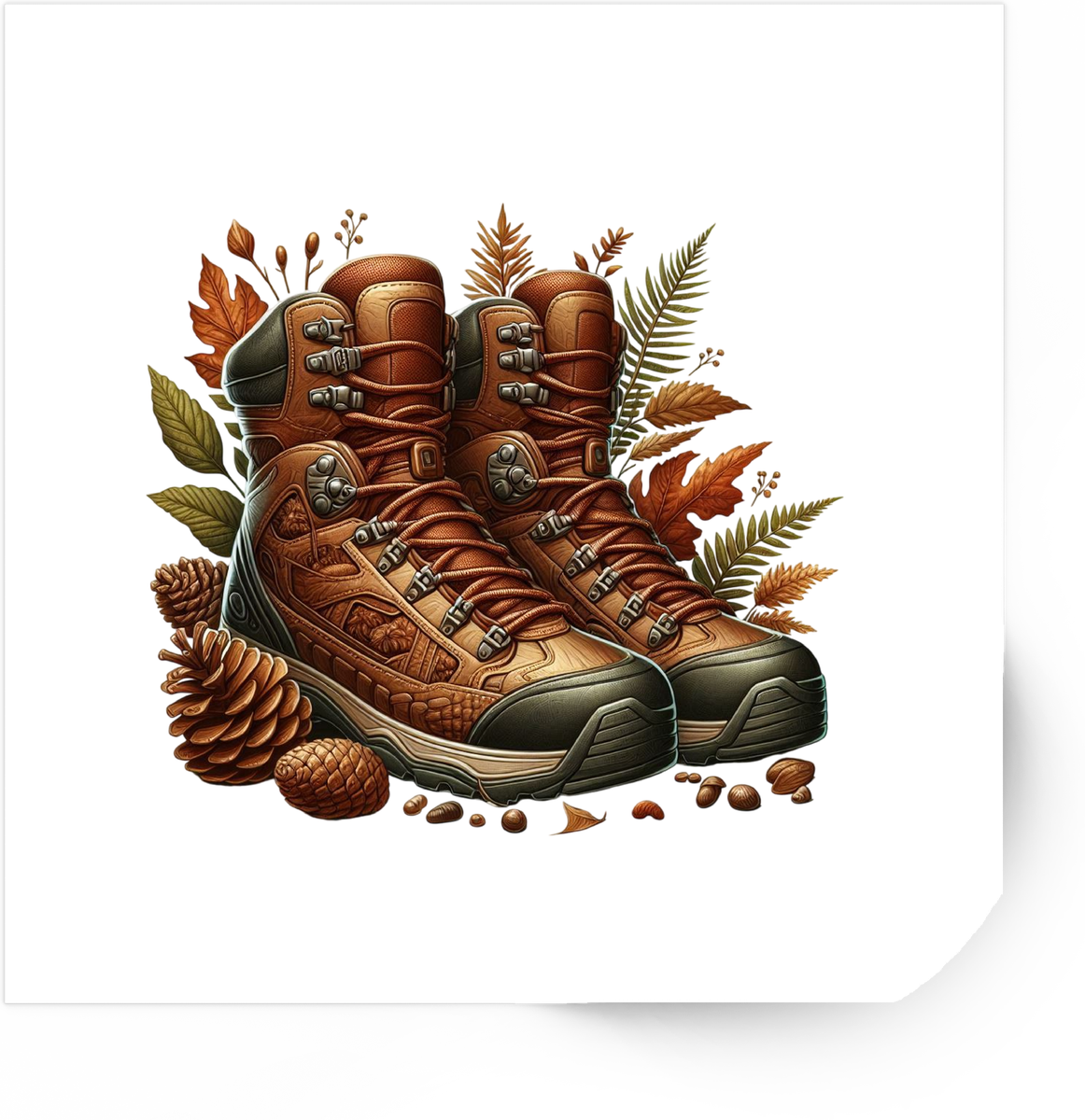 Rugged Hiking Boots Sticker | Autumn Leaves Outdoor Vinyl Decal | Adventure Hiker Gift