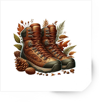 Thumbnail for Rugged Hiking Boots Sticker | Autumn Leaves Outdoor Vinyl Decal | Adventure Hiker Gift