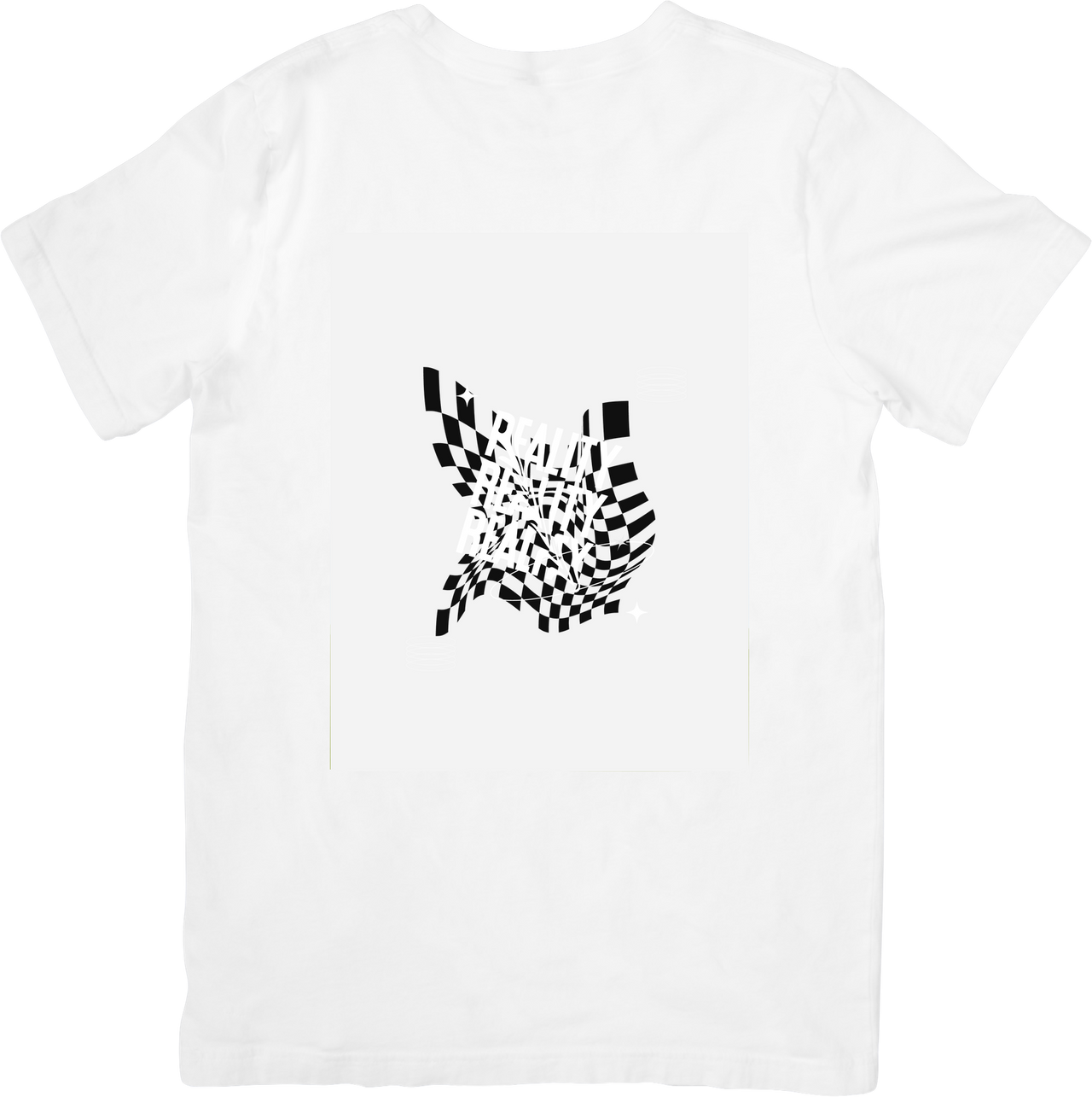 Distorted Butterfly Checkered T-Shirt | Abstract Optical Illusion Graphic Tee