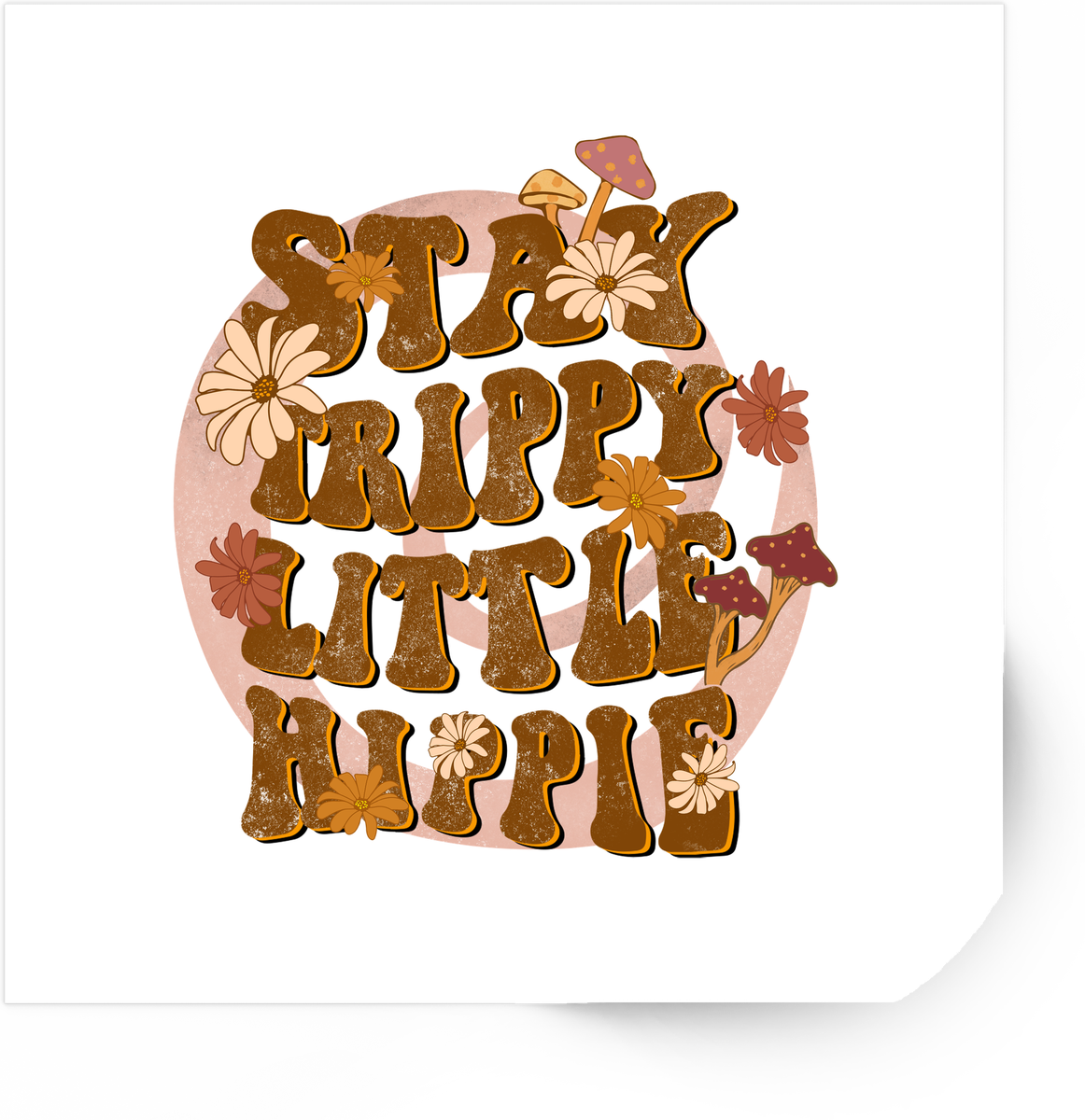 Stay Trippy Little Hippie Sticker | Retro Groovy Mushroom Vinyl Decal | Boho 70s Gift