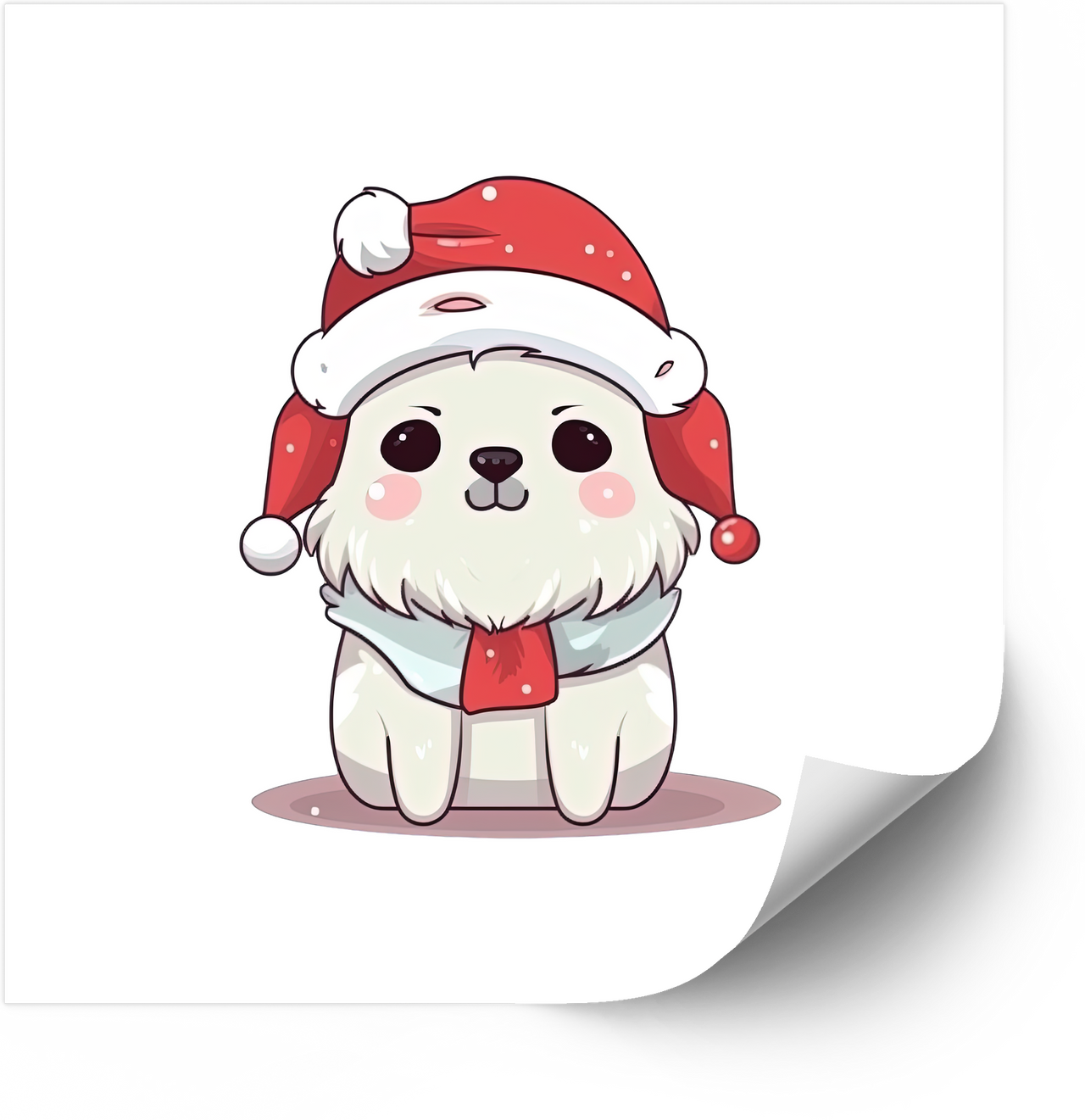 Santa Dog Sticker | Kawaii Christmas Puppy Vinyl Decal | Holiday Pet Gift