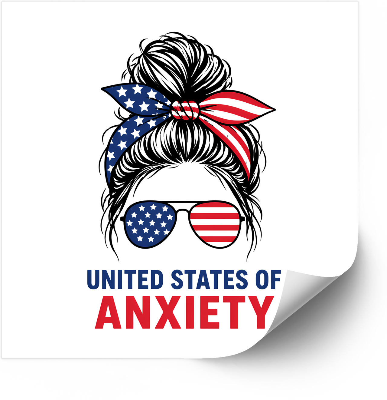 Anxiety State Sticker | Patriotic Humorous American Woman Vinyl Decal | Relatable Gift