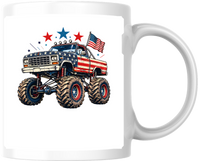 Thumbnail for Patriotic Monster Truck Mug | American Flag Off-Road Coffee Mug | 4th Of July Boys Gift