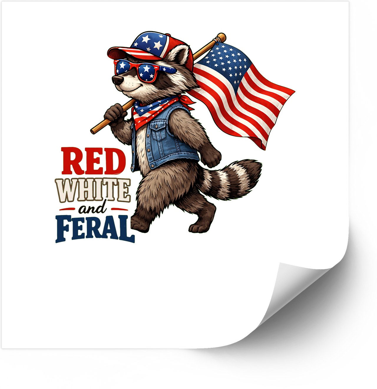 Raccoon Americana Sticker | Patriotic Feral Spirit Fourth of July Vinyl Decal | Humor Gift