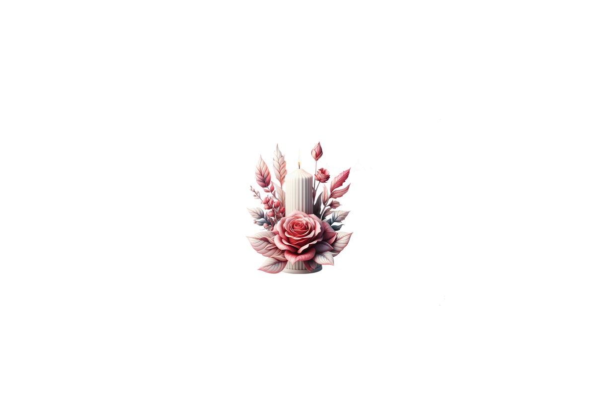 Rose Pillar Candle Throw Pillow | Romantic Floral Decorative Pillow | Cozy Home Gift