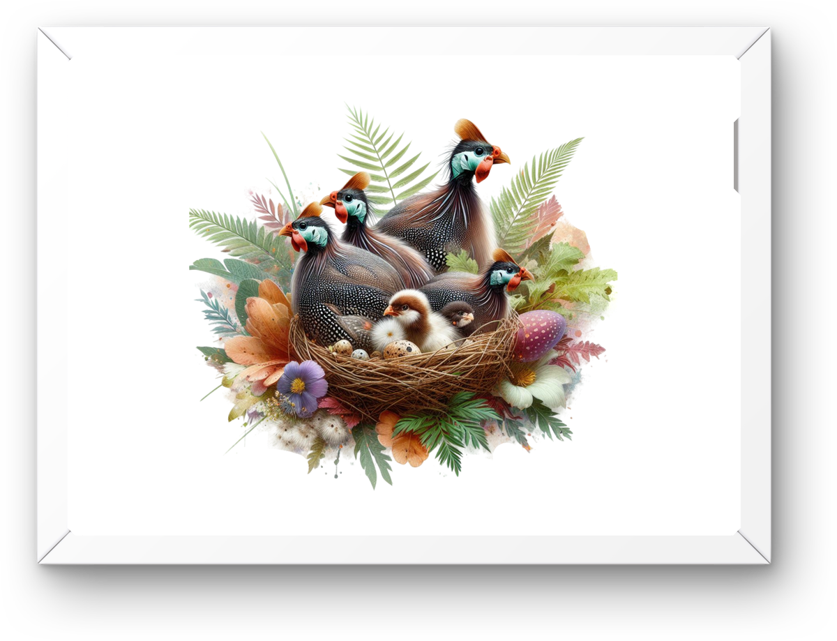 Quail Family Nest Wall Art | Watercolor Floral Bird Print | Nature Nursery Home Gift