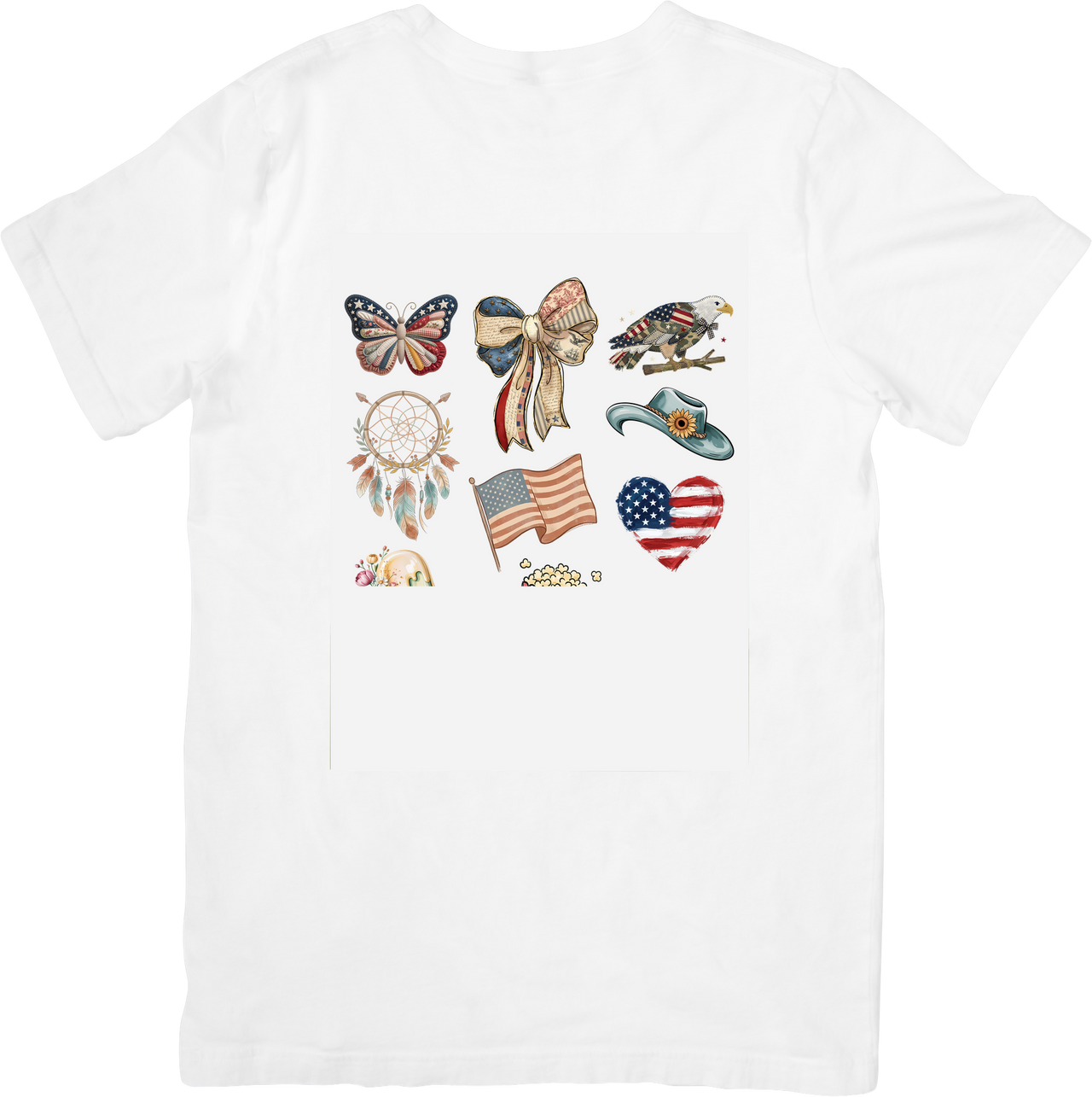 Patriotic Collage T-Shirt | American Flag Eagle Butterfly Heart Graphic Tee | USA Gift