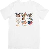 Thumbnail for Patriotic Collage T-Shirt | American Flag Eagle Butterfly Heart Graphic Tee | USA Gift
