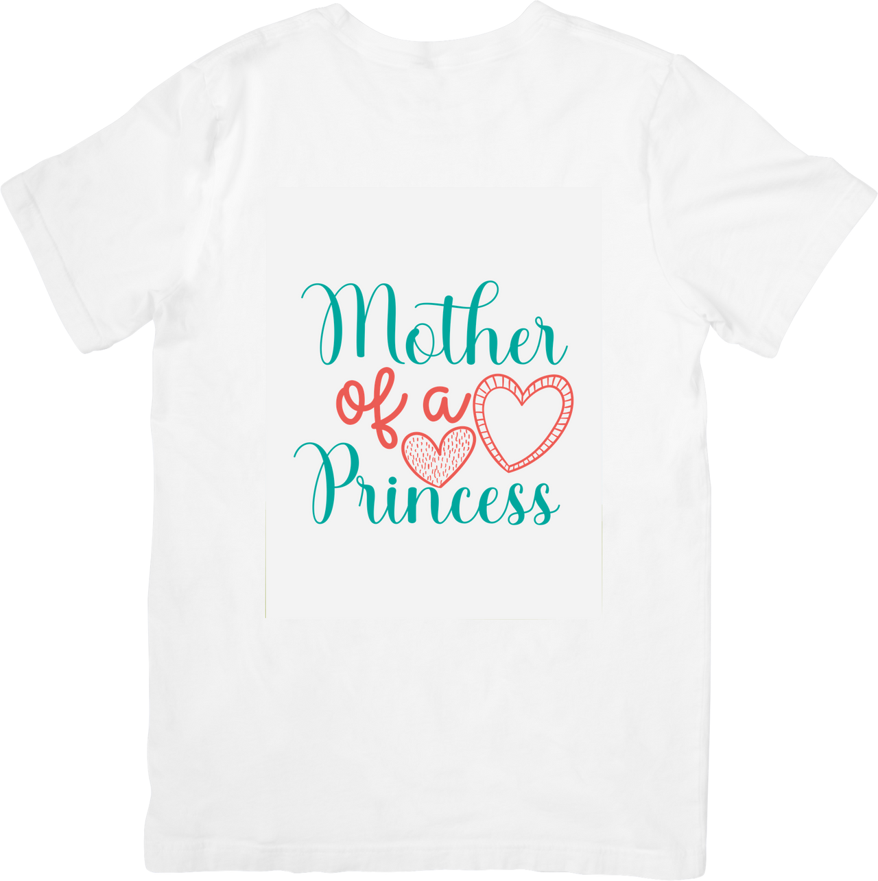 Mother of a Princess T-Shirt | Teal Coral Hearts Graphic Tee | Girl Mom Gift