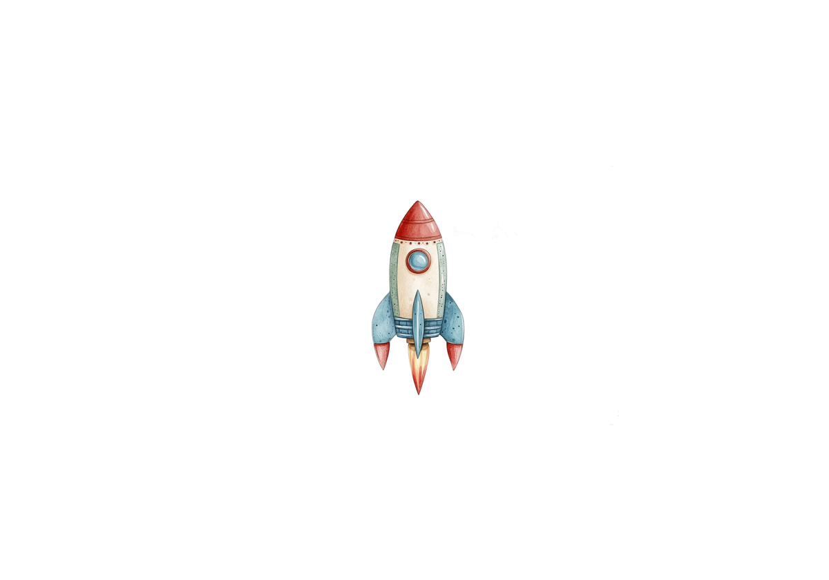 Watercolor Rocket Ship Throw Pillow | Cute Space Adventure Decorative Pillow | Kids Room Boys Gift