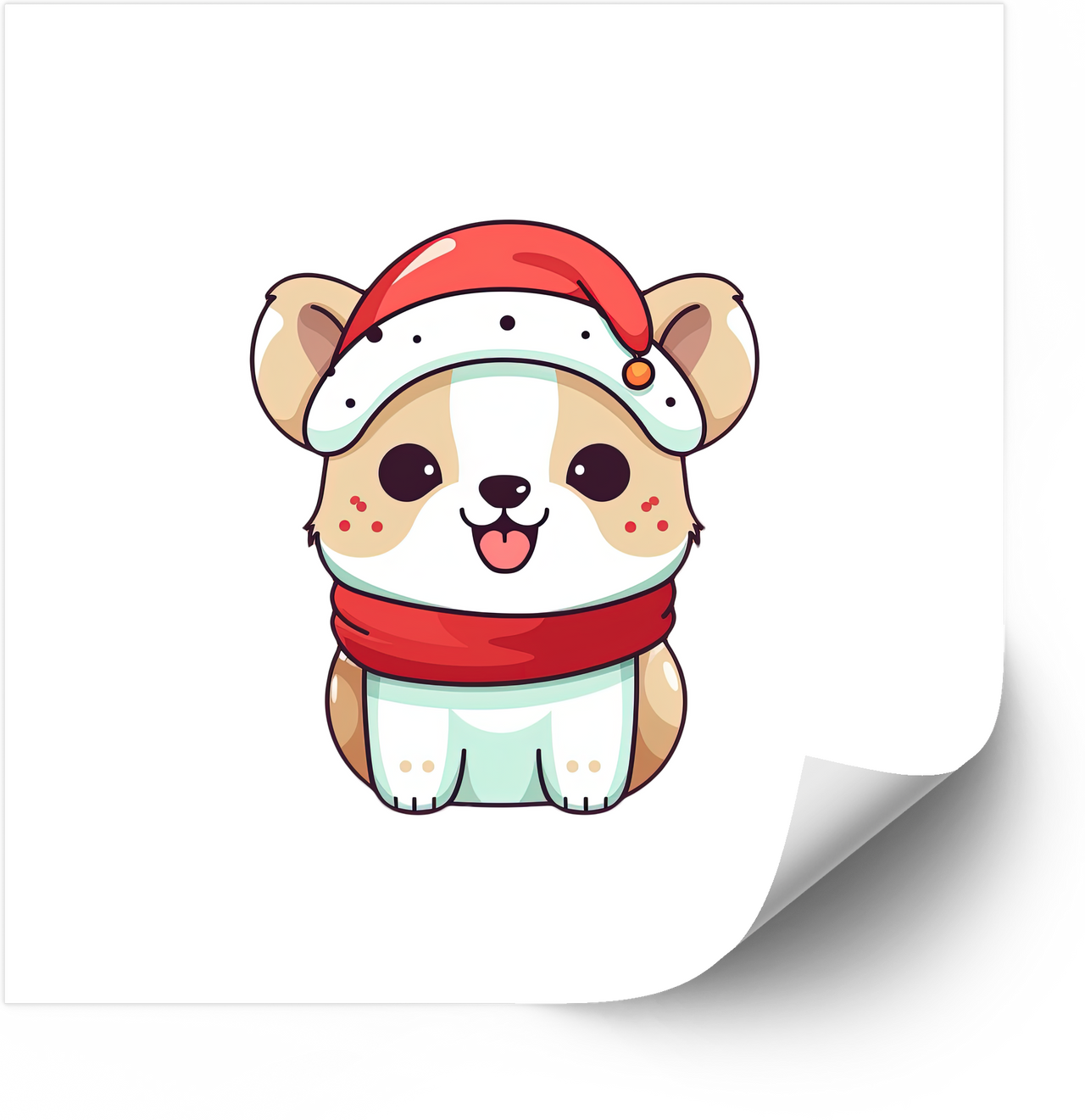 Cute Kawaii Santa Corgi Sticker | Christmas Dog Tongue Vinyl Decal