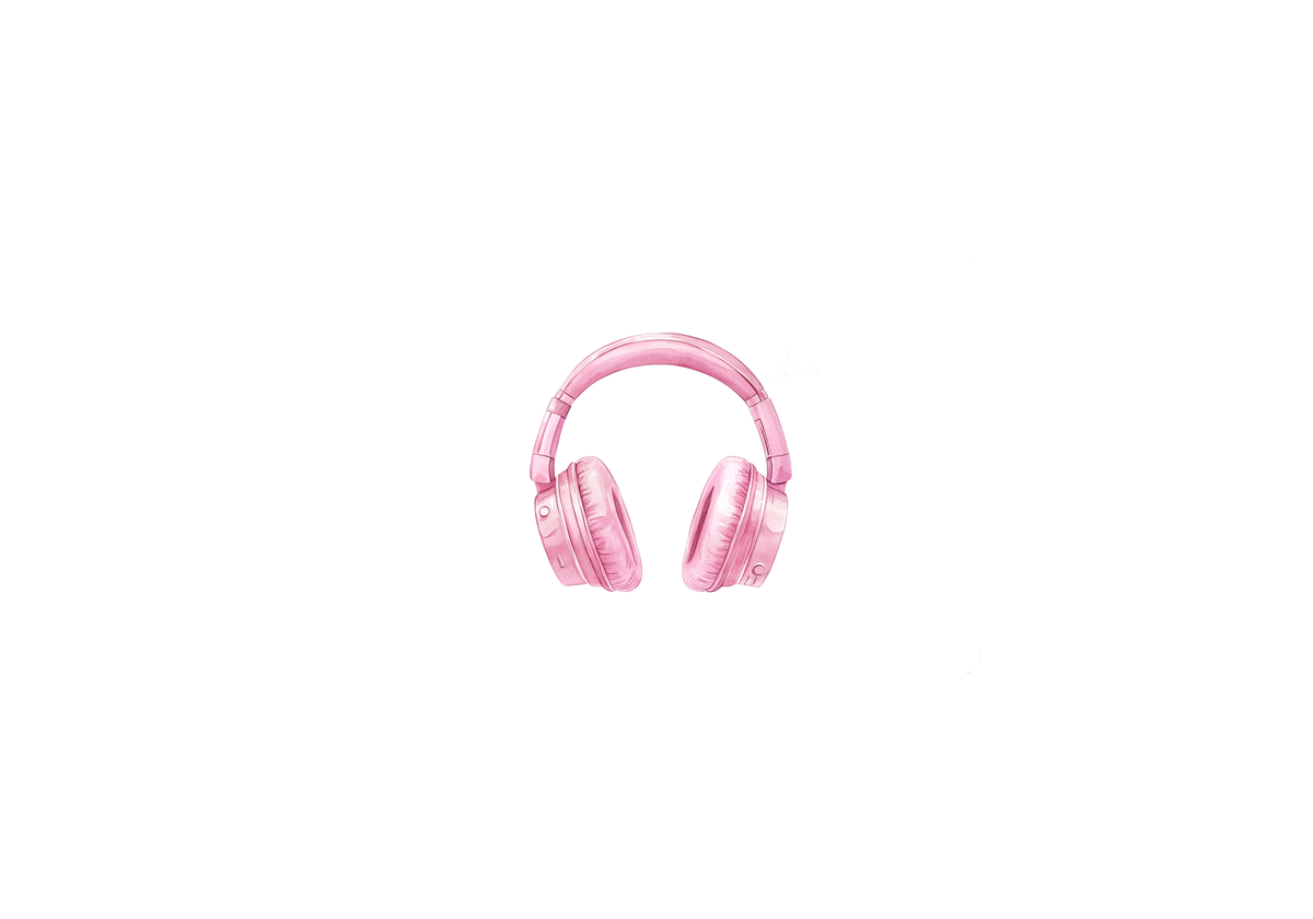 Pink Headphones Throw Pillow | Watercolor Music Lover Decorative Pillow | Girls Room Music Gift