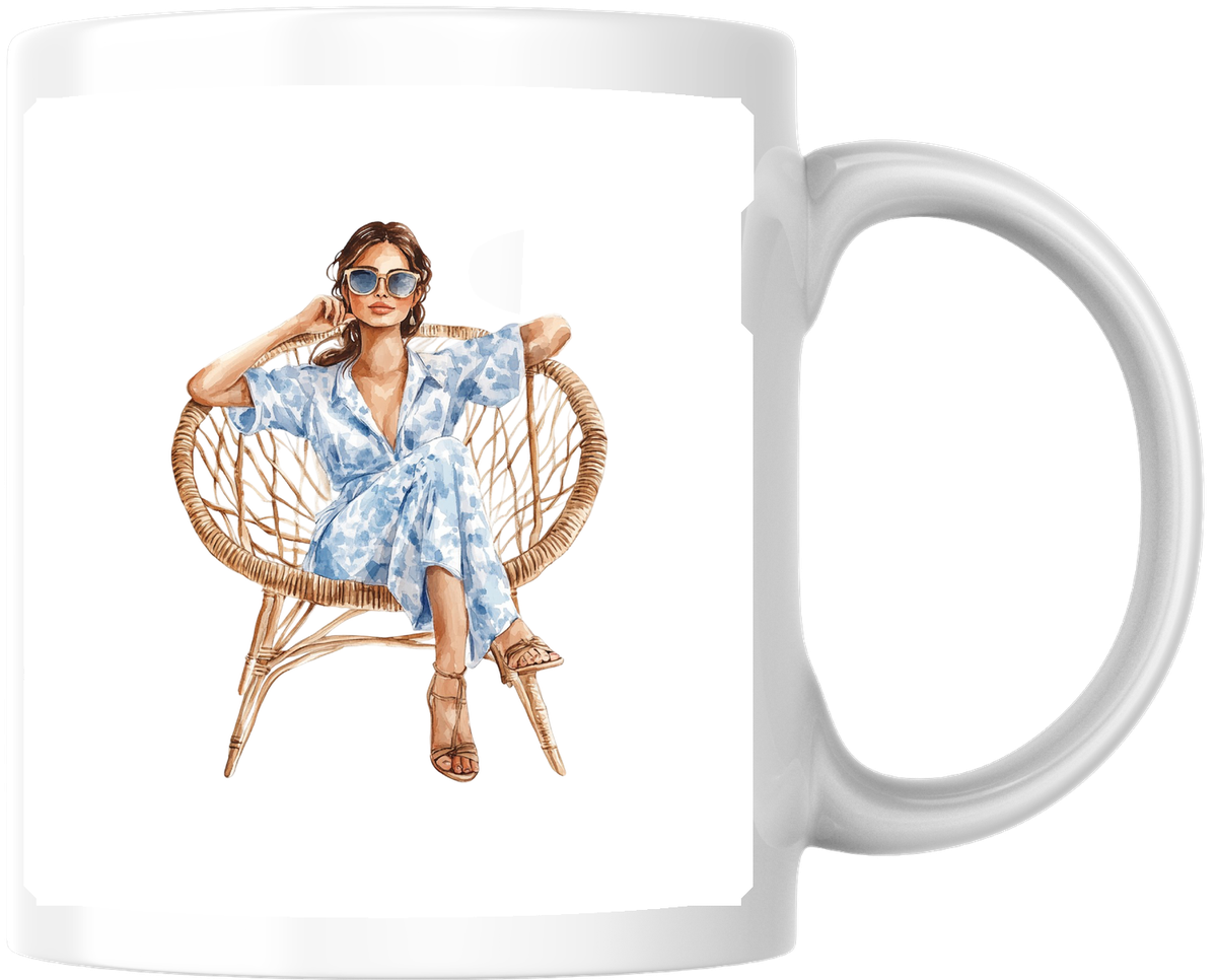 Chic Summer Lady Mug | Watercolor Fashion Boho Coffee Mug | Stylish Her Gift